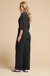 PixieGirl Petite Women's Black Acid Wash Wide Leg Jumpsuit | PixieGirl 3