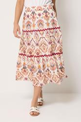 M&Co Petite Orange Abstract Print Maxi Skirt | M&Co 1