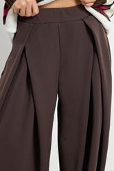 PixieGirl Petite Women's Brown Wrap Pleated Wide Leg Trousers | PixieGirl  4