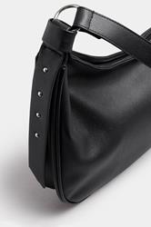 Black Faux Leather Slouched Studded Shoulder Bag | Yours Clothing 5