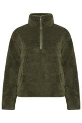 PixieGirl Petite Women's Khaki Green Half Zip Fleece Jacket | PixieGirl 6