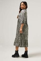 PixieGirl Petite Women's Grey Animal Print Collar Midaxi Dress | PixieGirl 3