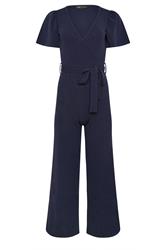 M&Co Petite Navy Blue Wide Leg Jumpsuit | M&Co 5