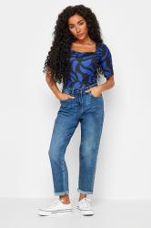 M&Co Petite Black & Blue Square Neck Top | M&Co 1