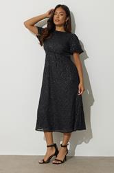 PixieGirl Petite Womens Black Sequin Tie Back Midi Dress | PixieGirl 2