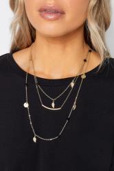 Gold Tone Triple Layer Leaf Charm Necklace | Yours Clothing 1