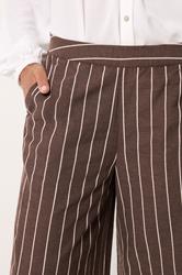 M&Co Chocolate Brown Stripe Wide Leg Trousers | M&Co 4