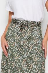 PixieGirl Petite Womens Sage Green Ditsy Floral Print Midi Skirt | PixieGirl 4