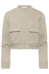 PixieGirl Petite Womens Stone Brown Jersey Bomber Jacket | PixieGirl 6