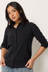 PixieGirl Petite Women's Black Button Cotton Shirt | PixieGirl 3