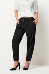 PixieGirl Petite Women's Black Tailored Barrel Button Trousers | PixieGirl 2