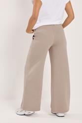 PixieGirl Petite Women's Natural Brown Pocket Patch Wide Leg Joggers | PixieGirl 3