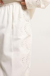 PixieGirl Petite Women's White Embroidered Cotton Wide Leg Trousers | PixieGirl 2