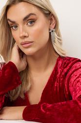 Silver Tone Star Diamante Tassel Earrings | Yours Clothing 1