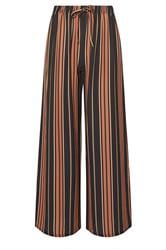 PixieGirl Petite Women's Orange Crepe Striped Wide Leg Trousers | PixieGirl 5