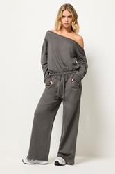 PixieGirl Petite Women's Grey Jersey Slouch Wide Leg Jumpsuit | PixieGirl 1