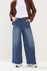 PixieGirl Petite Women's Dark Blue Palazzo Wide Leg Jeans | PixieGirl  2