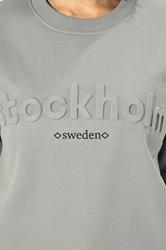 PixieGirl Petite Women's Grey 'Stockholm' Slogan Embossed Sweatshirt | PixieGirl 6