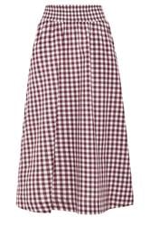 PixieGirl Petite Plum Purple Gingham Cotton Shirred Maxi Skirt