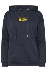 PixieGirl Petite Women's Navy Blue Back Slogan Hoodie | PixieGirl 5