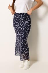 M&Co Petite Navy Blue Polka Dot Mesh Maxi Skirt | M&Co 3
