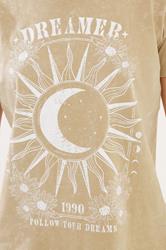 PixieGirl Petite Women's Natural Brown 'Dreamer' Slogan T-Shirt | PixieGirl 4