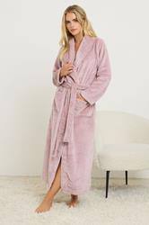 PixieGirl Petite Women's Pink Super Luxe Shawl Maxi Dressing Gown | PixieGirl 1