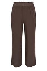 PixieGirl Petite Women's Chocolate Brown Elasticated Waist Wide Leg Trousers | PixieGirl 5