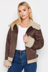 PixieGirl Petite Womans Brown Aviator Jacket | PixieGirl 2