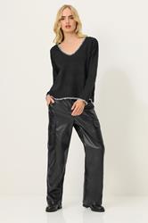 PixieGirl Petite Women's Black Knitted Contrast Stitch Jumper | PixieGirl 2