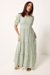 PixieGirl Sage Green Ditsy Tiered Maxi Dress | PixieGirl 3