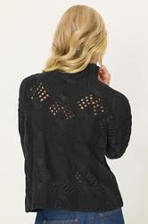 PixieGirl Petite Women's Black Cable Knit High Neck Jumper | PixieGirl 3