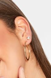 2 PACK Gold Hoop & Stud Earrings Set | Yours Clothing 1
