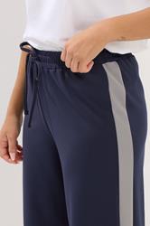 PixieGirl Petite Women's Navy Blue Side Stripe Wide Leg Trousers | PixieGirl 4