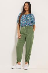 M&Co Khaki Green Tie Hem Trousers | M&Co 2
