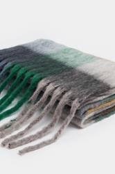 Teal Green Checked Soft Touch Scarf | Yours Clothing 3