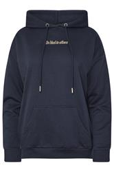PixieGirl Petite Women's Navy Blue Slogan Drawstring Hoodie | PixieGirl 5