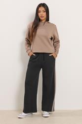 M&Co Petite Black & Brown Side Stripe Cotton Wide Leg Joggers | M&Co 2