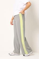PixieGirl Petite Women's Grey Side Stripe Scuba Wide Leg Trousers | PixieGirl 1