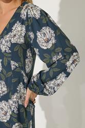 PixieGirl Petite Women's Navy Blue Floral Midi Tea Dress | PixieGirl 4