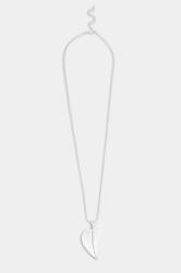 Silver Heart Pendant Long Necklace | Yours Clothing  2