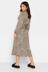 Petite Brown Animal Print Midi Tea Dress | PixieGirl 3