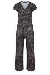 PixieGirl Petite Women's Black Abstract Wrap Wide Leg Jumpsuit | PixieGirl 1
