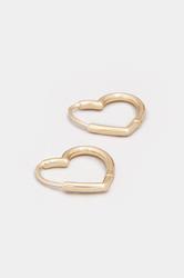 Gold Tone Heart Shape Hoop Earrings | Yours Clothing 3