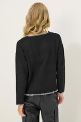PixieGirl Petite Women's Black Knitted Contrast Stitch Jumper | PixieGirl 3