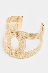 Gold Tone Twisted Statement Cuff Bangle | Yours Clothing 2