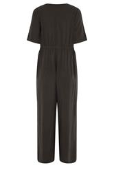 M&Co Petite Chocolate Brown Tie Waist Jumpsuit | M&Co 6