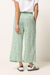 PixieGirl Petite Women's Sage Green Floral Cropped Trousers | PixieGirl 2