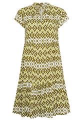 PixieGirl Petite Women's Green Abstract Smock Midi Dress | PixieGirl 5