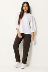 M&Co Petite Chocolate Brown Carpenter Tapered Trousers | M&Co 3